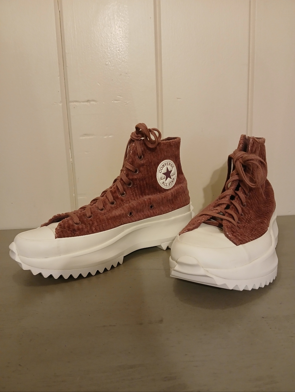 Converse 10 Platform Run Star Hike Chunky High-Top Mauve Purple Corduroy Shoes - Picture 2 of 15